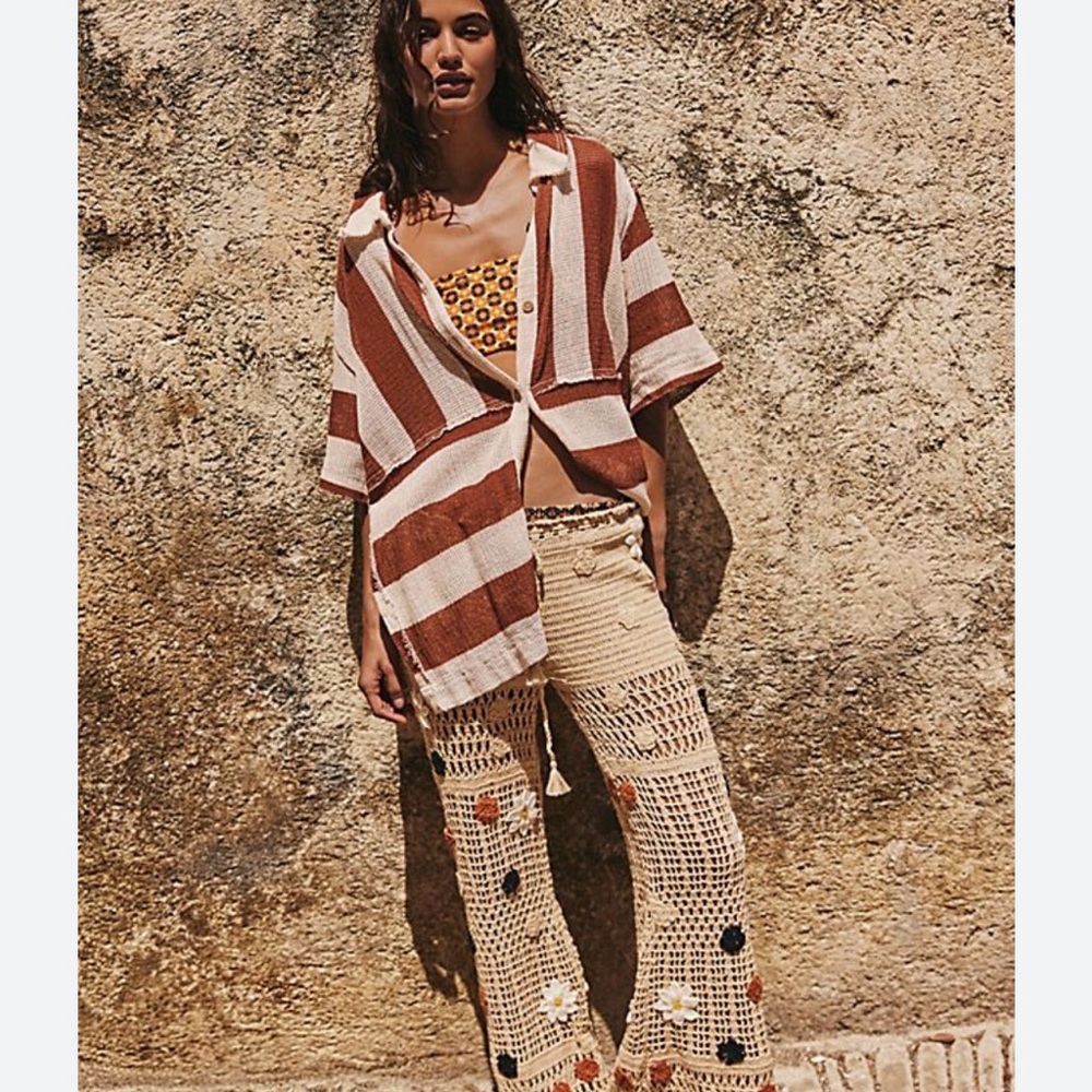 Free People Cactus Flower Crochet flower pants